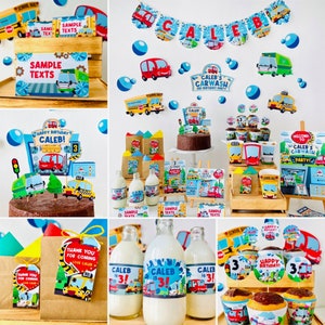 Car Wash Transportation Birthday Party Decorations Editable Printable Kit/ Carl&#39;s Car Wash Party Decor/ Vehicles Party Editable Printable