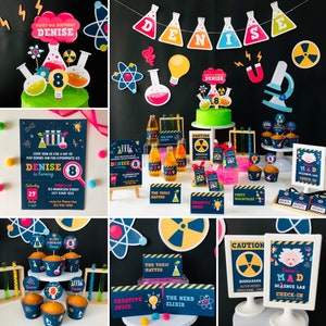 Science Party Printables Editable Kit in Pink/ Scientist Pink Birthday Party Printable Editable Kit