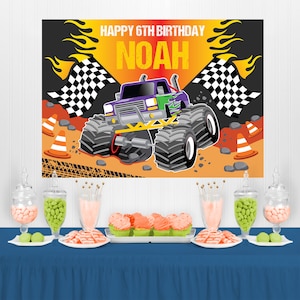 Monster Truck Birthday Banner EDITABLE Printable, Big Rig Party Backdrop, Big Truck Party Decorations, Monster Truck Bash Instant Download