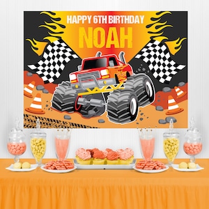 Monster Truck Birthday Backdrop EDITABLE Printable, Monster Jam Bash Banner, Big Rig Kids Party Decoration, Instant Download