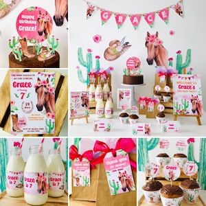 Horse Party Printables / Cowgirl Birthday Party/ Girl Horse Pony themed Party EDITABLE Printable Kit