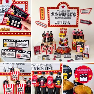 Movie Night Party Concession Stand Printables/ Movie Night Birthday Party Editable Printables