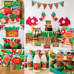 Ants go Marching Party Decorations Editable Printable Kit/ Ants Picnic Birthday Party Decor Printable Editable Kit