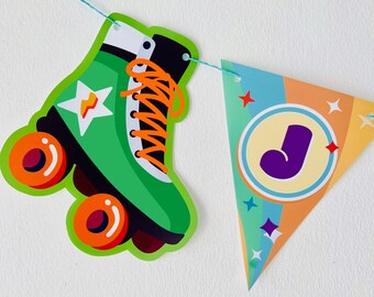 Banner retrô para festa de patinação | Editável, pista de patinação dos anos 70 (Download digital)