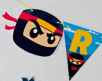 Editable Ninja Birthday Banner, Martial Arts Party Decor (Printable)