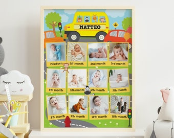 Tablica ze zdjęciami z okazji rocznicy urodzin "Koła autobusu" (do druku, edytowalna)