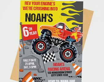 Monster Truck Birthday Invitation, Big Rig Party (Digital Download)