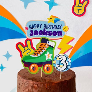 Roller Skating Party Birthday Cake Topper EDITABLE Printable | Rollerblade Party, Roller Disco Skate, Party Decor Cake Topper