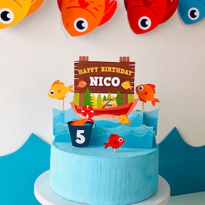 Fishing Birthday Cake Topper, Fisherman Cake Topper, Fishing Theme Party  Decor, Fishing Cake Decoration B031 