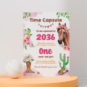 Horse Birthday Party Time Capsule/ Cowgirl Baby Keepsakes Time Capsule Printable Set