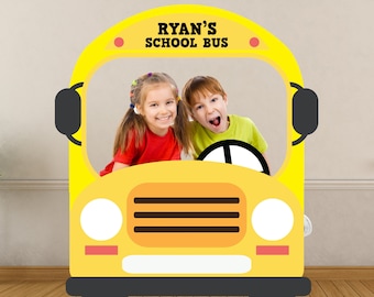 Wheels on the Bus Photo Booth/ Yellow School Bus Photo Booth Large Photo Prop Editable Printable