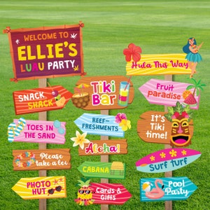 Luau Party Signs/ Hawaiian Party Sign/ Summer Tropical Party Signs Decor EDITABLE Printable
