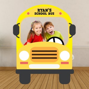 Wheels on the Bus Photo Booth/ Yellow School Bus Photo Booth Large Photo Prop Editable Printable