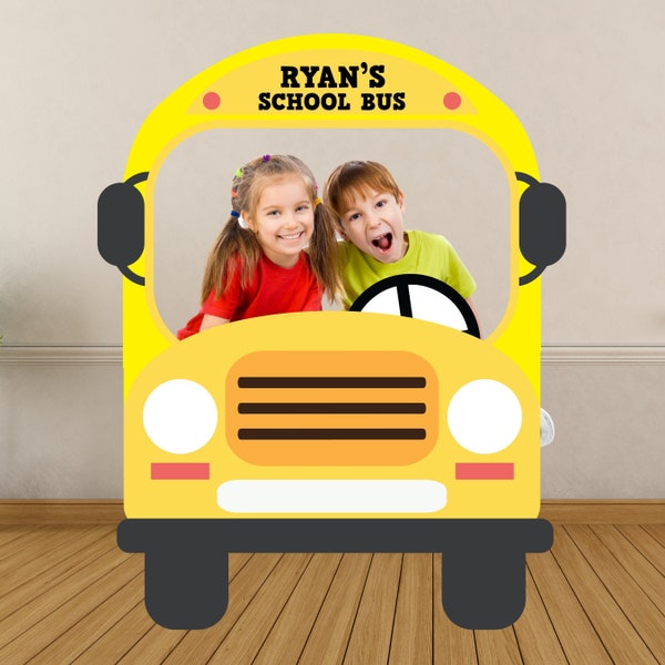 Wheels on the Bus Photo Booth/ Yellow School Bus Photo Booth Large Photo Prop Editable Printable