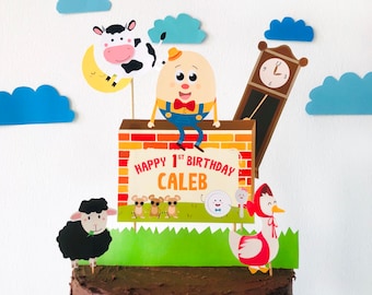 Nursery Rhyme Birthday Cake Topper, Editable Printable