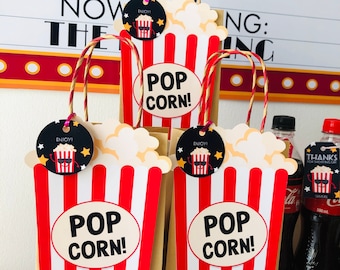 Movie Night Popcorn Labels, Editable Goodie Bag (Printable)