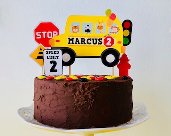 Wheels on the Bus Cake Topper/ Wheels on the Bus Birthday Cake Topper EDITABLE Printable