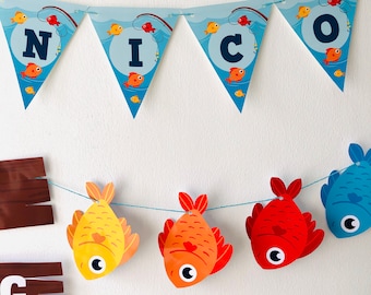 Fishing Birthday Party Banner/ Gone Fishing Birthday Banner EDITABLE Printable