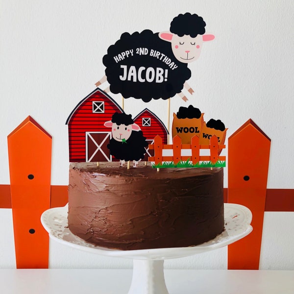 Baa Baa Black Sheep Cake Topper/ Birthday Cake Topper EDITABLE Printable
