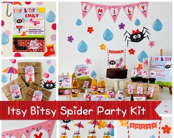 Itsy Bitsy Spider Girl Birthday Party Kit/ Itsy Bitsy Spider Girl Geburtstagsparty Kit/ Party Set/ Party Bundle bearbeitbar druckbar