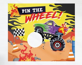 Monster Truck Party Game Pin the Wheel Game/ Monster Jam Pin Game Printable/ Monster Jam Party Activity Editable Printable