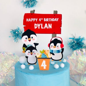Penguin Cake Topper/ Happy Feet Birthday Cake Topper/ Winter Wonderland Cake Topper EDITABLE Printable