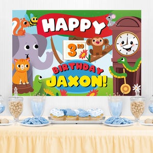 Hickory Dickory Dock Birthday Backdrop EDITABLE Printable/ First Birthday Nursery Rhymes Party Decoration Banner, Photo Booth Backdrop