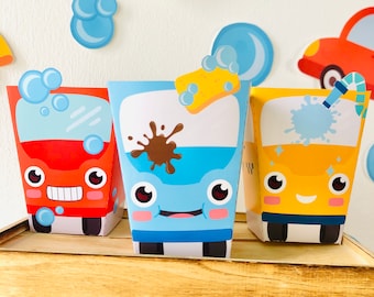 Car Wash Party Favor Boxes, Printable Snack Box (Digital Download)