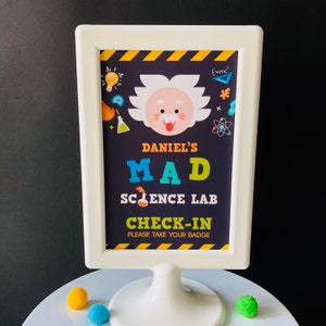 Placa de Mad Science Party para impressão / Placa de acesso ao laboratório de ciências editáveis para impressão