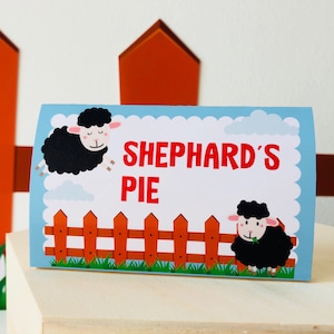 Baa Baa schwarzes Schaf EDITIERBARE Geburtstagsfeier Essen Zelt Etikett / Lebensmittel Etikett / Lebensmittelkarte Druckbar