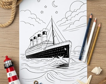 Titanic Malvorlage | Ozeandampfer-Aktivität für Kinder (Digitaler Download)