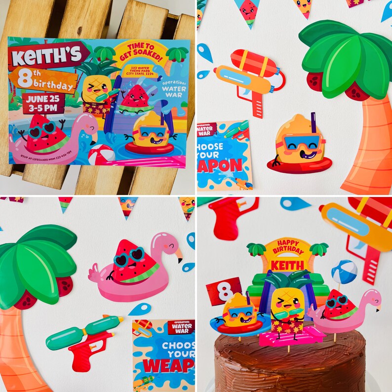 Water Park Party Decorations Printable Kit/ Water Slide Party Decor/ Splash Bash/ Summer Pool Party Decorations Printable Kit