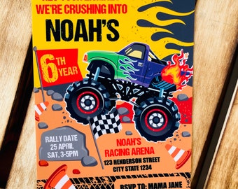 Monster Truck Birthday Invitation, Editable Party Invite (Digital Download)