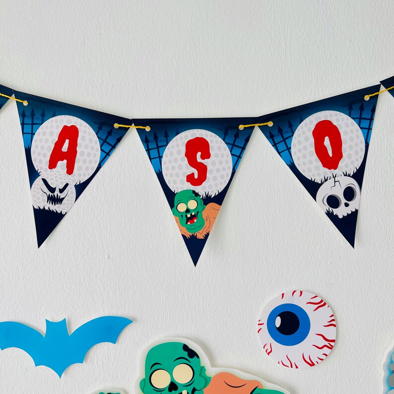 Monster Mini Golf Birthday Banner/ Halloween Monster Golf Party Banner