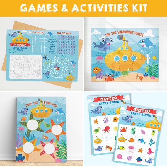 Yellow Submarine Party Games Kit/ Under the Sea Kids Party Game Printable Kit Il_570xn
