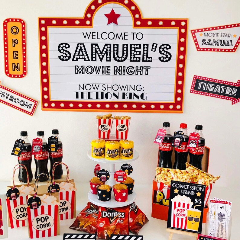 Movie Night Party Concession Stand Printables/ Movie Night - Etsy