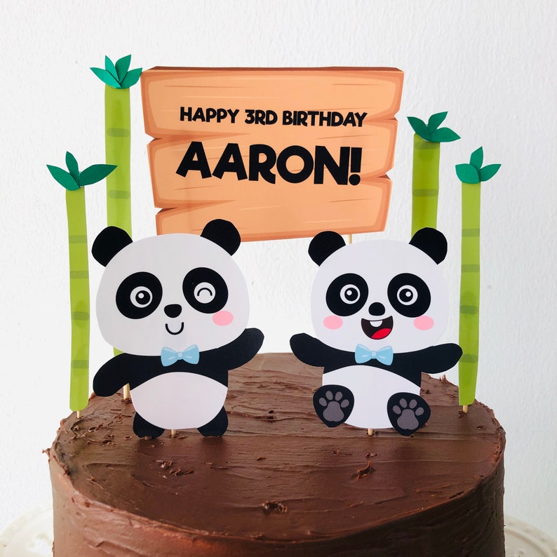 Panda Birthday Cake Topper Printable EDITABLE - Etsy