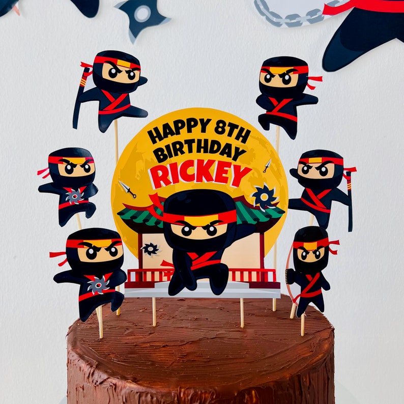 Ninja Party Birthday Cake Topper Printable/ Karate Cake Topper Dessert Table/ Martial Arts Samurai Party Decorations Printables