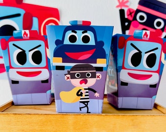 Rescue Team Party Favor Box Printable | Emergency Vehicle Decor (Digital Download)