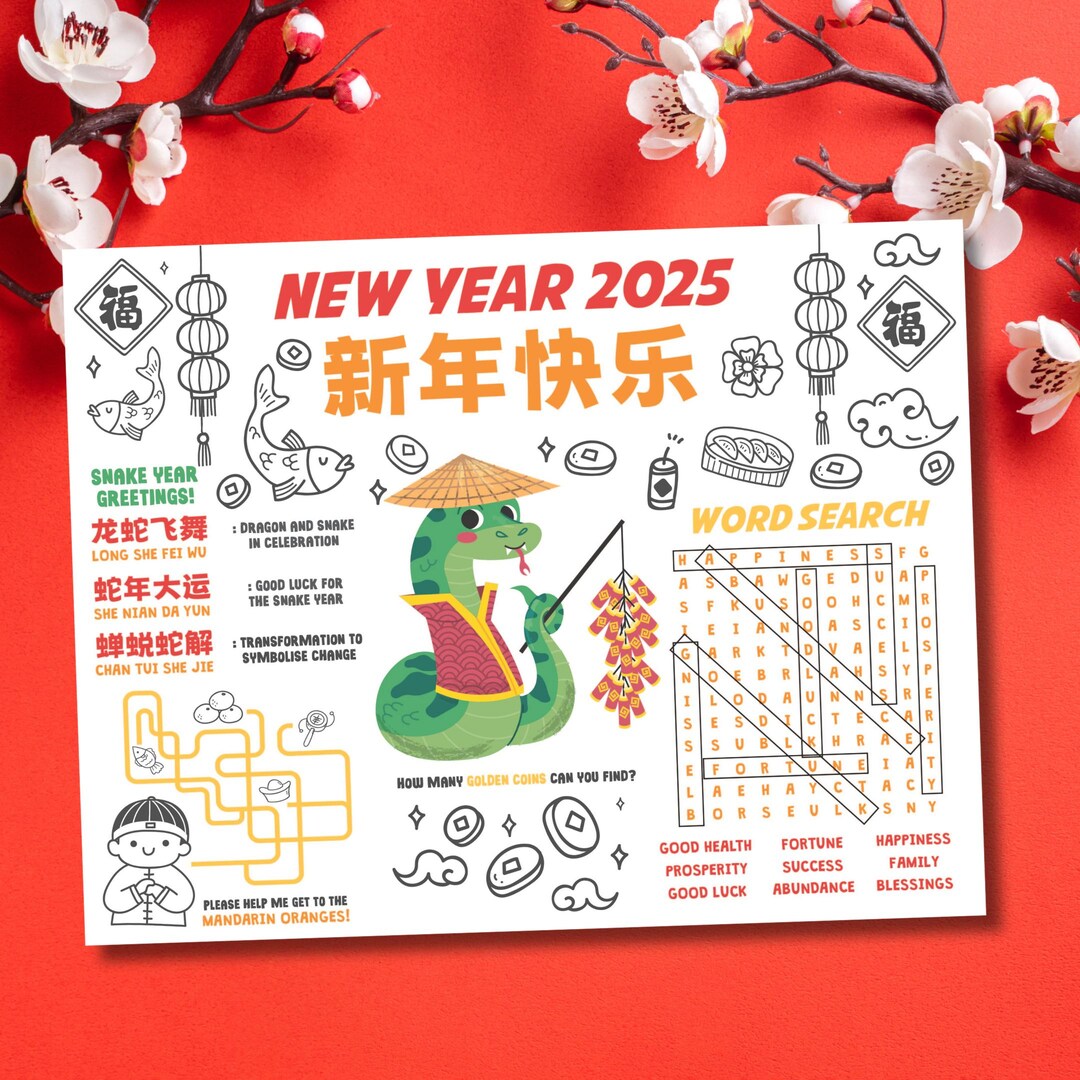 Kids Chinese New Year Coloring Activity Sheet Printable, Year of the