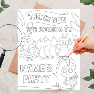 Bugs and Insects Birthday Coloring Page PERSONALISED Printable | Outdoor Bug Hunt Party, Nature Themed Coloring Activity Sheet for Kids