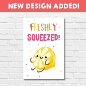 Freshly Squeezed! Citrus themed Tutti Frutti party sign printable with “Freshly Squeezed” text for juice station, drinks table and fruit birthday party decor