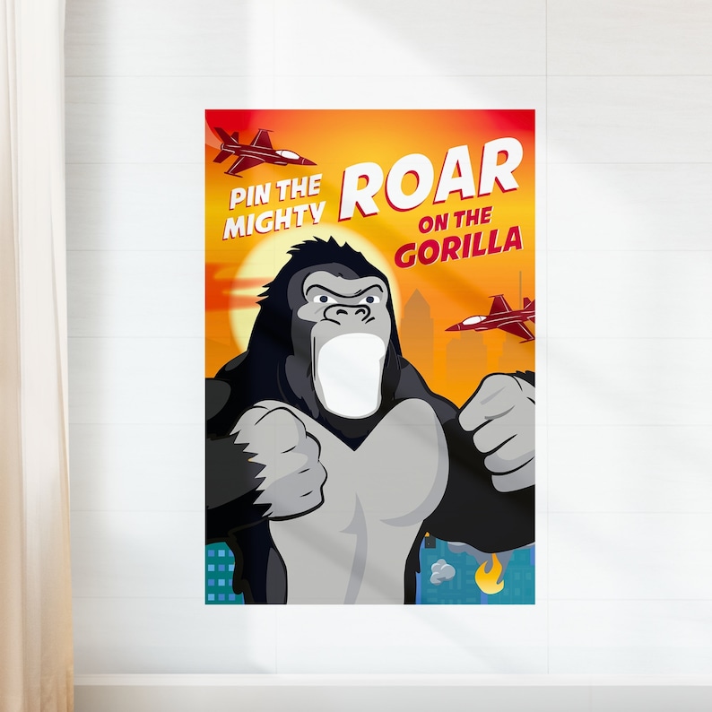 King Kong Party Pin Game | Planet of the Apes Party Game | Gorilla Pin Game | Pin the Tail on Donkey, Pin the Wheels Game | Party Activity, Party Entertainment