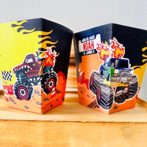 Pudełka na upominki na imprezę Monster Truck/ Pudełka na przekąski Pudełko na popcorn Materiały do wydrukowania na imprezę