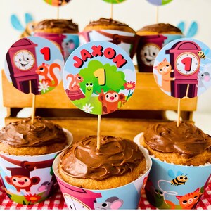 Hickory Dickory Dock Party Cupcake Toppers | Nursery Rhymes Party Food Dessert Topper | Mouse went up the Clock Party Decor | First Birthday Party Food Table Decor | Dessert Toppers