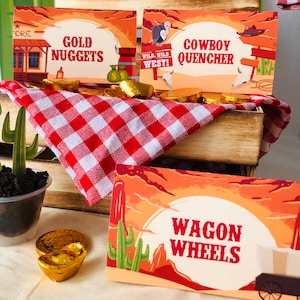Cowboy Food Label/ Wild West Cowboy Food Tent/ Wild Western Cowboy Rodeo Food Card Editable Printable