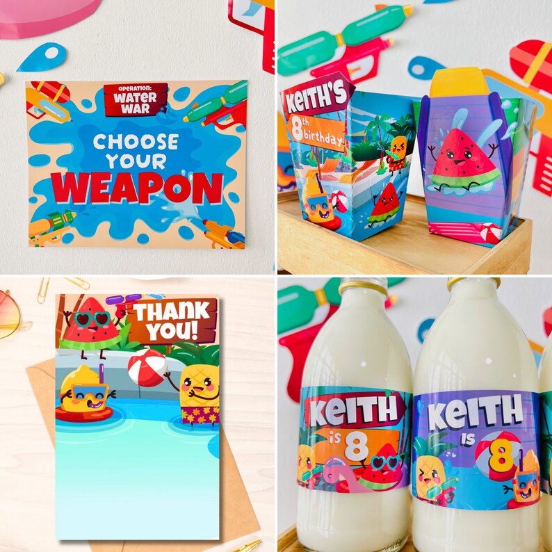 Water Park Party Decorations Printable Kit/ Water Slide Party Decor/ Splash Bash/ Summer Pool Party Decorations Printable Kit