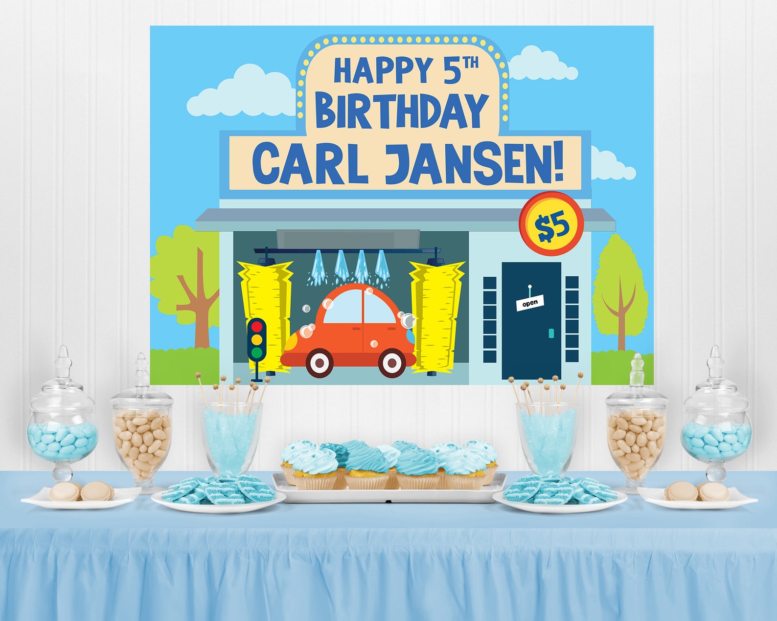 Car Wash Birthday Backdrop Printable/ Carl's Car Wash Etsy