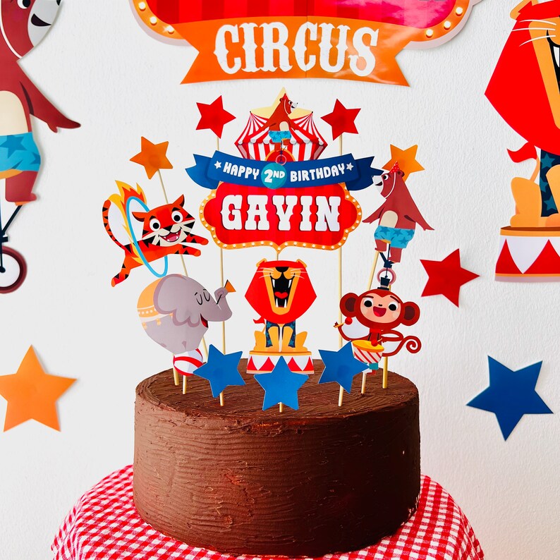 Circus Tent Birthday Cake Topper Printable | Birthday Carnival Big Top Party Dessert Toppers, Greatest Magic Show Cake Toppers, Party Decoration