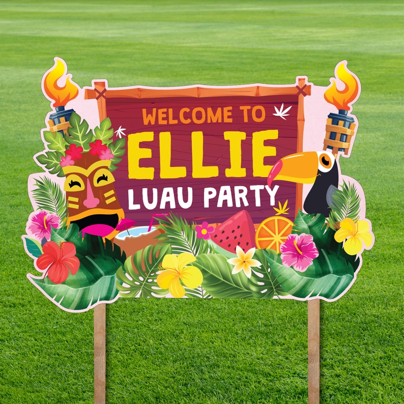 Hawaiian Luau Party Yard Sign Party Decorations